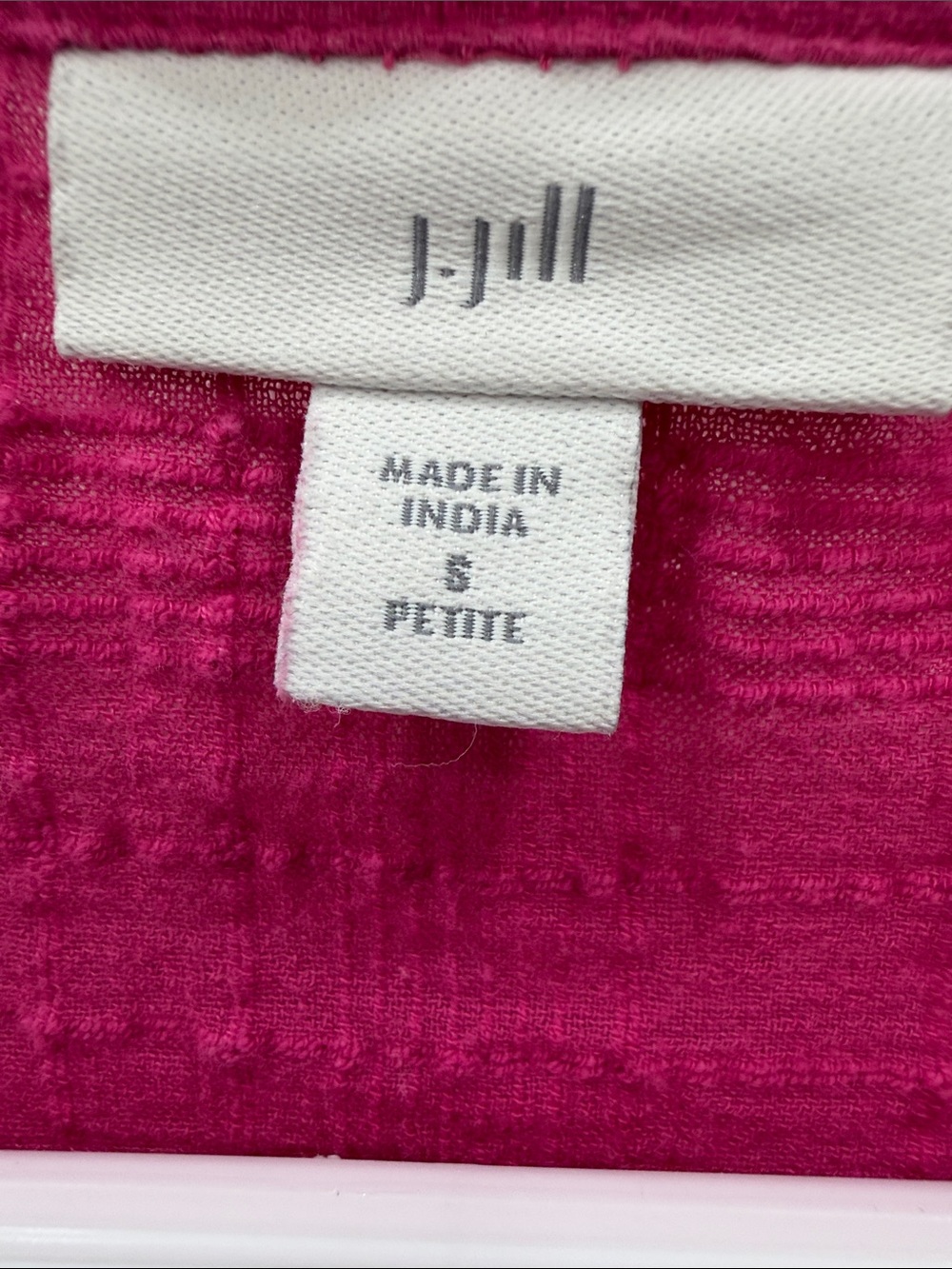 J. Jill Hot Pink Short-Sleeve Tunic with Navy Embroidery - Picture 2 of 4
